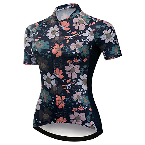 

21Grams Women's Short Sleeve Cycling Jersey Summer Spandex Polyester Black Floral Botanical Bike Jersey Top Mountain Bike MTB Road Bike Cycling Quick Dry Moisture Wicking Breathable Sports Clothing