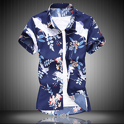 

Men's Shirt Other Prints Graphic Short Sleeve Casual Tops Basic Casual Vintage Black Navy Blue