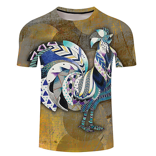 

Men's Unisex Tee T shirt 3D Print Graphic Prints Chicken Plus Size 3D Print Short Sleeve Casual Tops Basic Designer Big and Tall Red Yellow Blushing Pink