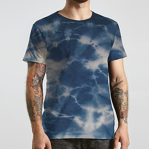 

Men's Unisex Tee T shirt 3D Print Graphic Prints Clouds Plus Size Print Short Sleeve Casual Tops Basic Designer Big and Tall Blue