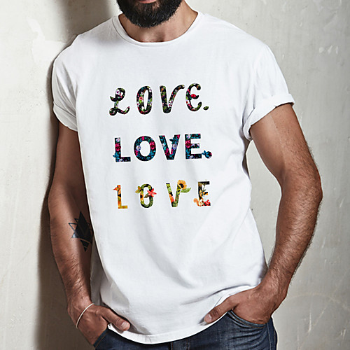 

Men's Unisex Tee T shirt Hot Stamping Graphic Prints Letter Plus Size Print Short Sleeve Casual Tops Cotton Basic Fashion Designer Big and Tall White