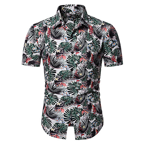 

Men's Shirt Other Prints Floral Short Sleeve Casual Tops Casual White