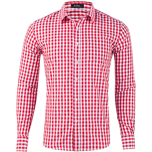 

Men's Shirt Tartan Long Sleeve Casual Tops Cotton Simple Casual Breathable Comfortable Blue Purple Blushing Pink