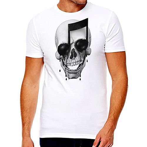 

Men's Unisex Tee T shirt Hot Stamping Graphic Prints Skull Notes Plus Size Print Short Sleeve Casual Tops Cotton Basic Fashion Designer Big and Tall White