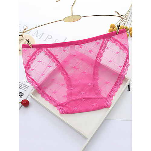 

Women's Mesh / Lace Brief Micro-elastic Low Waist 1 PC Blushing Pink One-Size