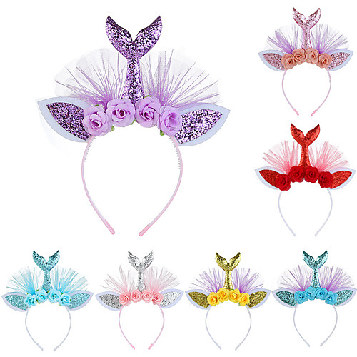 

Mermaid Holiday Jewelry Girls' Movie Cosplay Cosplay Costume Party Purple Yellow Red Hair Jewelry Christmas Children's Day New Year Plastics