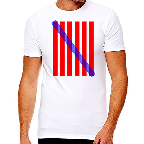 

Men's Unisex Tee T shirt Hot Stamping Striped Graphic Prints Plus Size Print Short Sleeve Casual Tops Cotton Basic Designer Big and Tall White