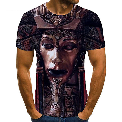 

Men's Unisex Tee T shirt 3D Print Graphic Prints Egypt series Plus Size Print Short Sleeve Casual Tops Basic Fashion Designer Big and Tall Brown