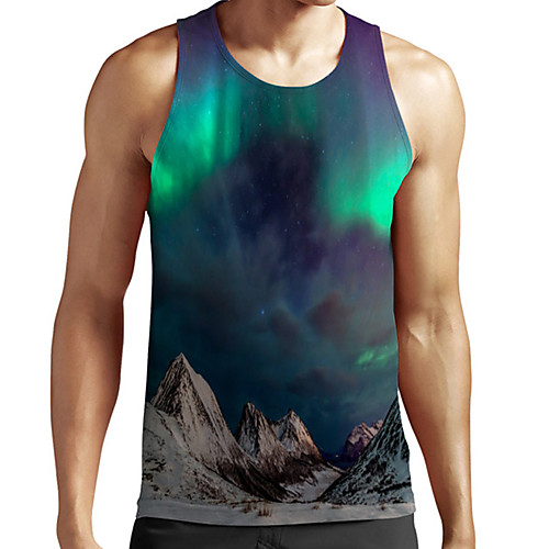 

Men's Unisex Tank Top Undershirt 3D Print Scenery Graphic Prints Plus Size Print Sleeveless Casual Tops Basic Fashion Designer Breathable Green