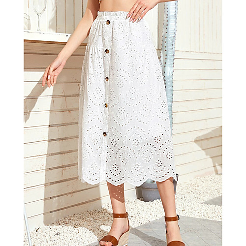 

Women's Date Vacation Basic Streetwear Skirts Solid Colored Hole White