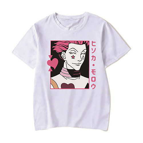 

Men's Unisex Tee T shirt Hot Stamping Anime Graphic Prints Plus Size HUNTERXHUNTER Print Short Sleeve Casual Tops Cotton Basic Designer Big and Tall White Black Red