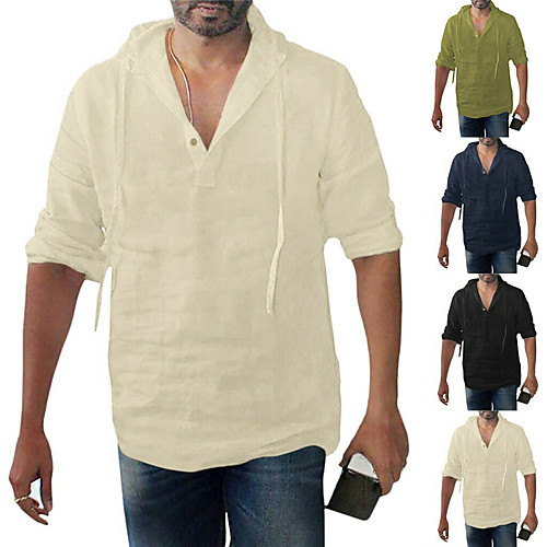 

Men's Shirt Solid Colored Button-Down Long Sleeve Casual Tops Casual Fashion Breathable Comfortable Hooded Green Black Navy Blue