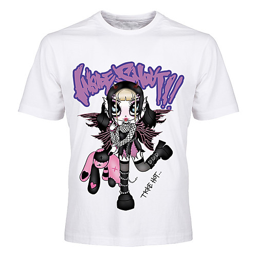 

Men's Unisex Tee T shirt Hot Stamping Cartoon Graphic Prints Letter Plus Size Print Short Sleeve Casual Tops Cotton Basic Fashion Designer Big and Tall White Black Blue