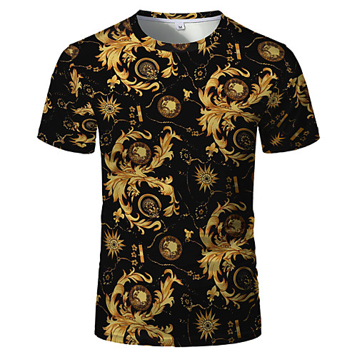 

Men's T shirt Shirt Graphic Geometric Short Sleeve Daily Tops Round Neck White Black