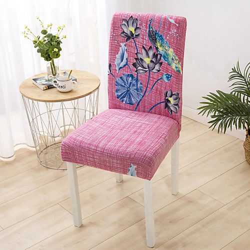 

Pink Floral Print Super Soft Chair Cover Stretch Removable Washable Dining Room Chair Protector Slipcovers Home Decor Dining Room Seat Cover