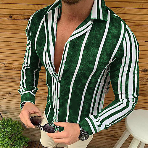 

Men's Shirt Striped Button-Down Long Sleeve Casual Tops Casual Fashion Breathable Comfortable Blue Gray Green