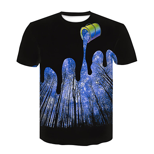 

Men's T shirt 3D Print 3D Rivet Mesh Short Sleeve Casual Tops Black Blue Purple