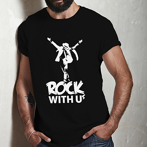 

Men's Unisex Tee T shirt Hot Stamping Graphic Prints Portrait Letter Plus Size Print Short Sleeve Casual Tops Cotton Basic Fashion Designer Big and Tall Black