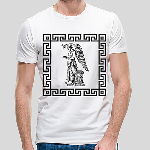 

Men's Unisex Tee T shirt Hot Stamping Graphic Prints Angel Plus Size Print Short Sleeve Casual Tops Cotton Basic Fashion Designer Big and Tall White