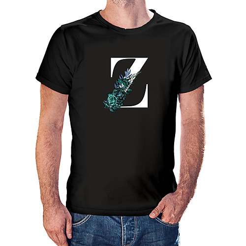 

Men's Unisex Tee T shirt Hot Stamping Floral Graphic Prints Letter Plus Size Print Short Sleeve Casual Tops Cotton Basic Fashion Designer Big and Tall White Black Wine