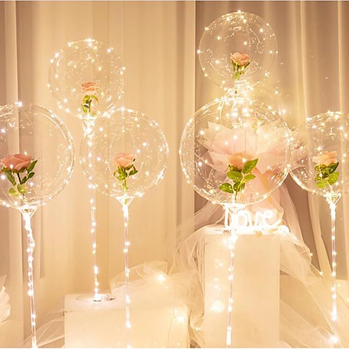 

Led Balloon With Column Stand Luminous Transparent Bobo Balloons Stand LED String Lights Wedding Birthday Party Decoration