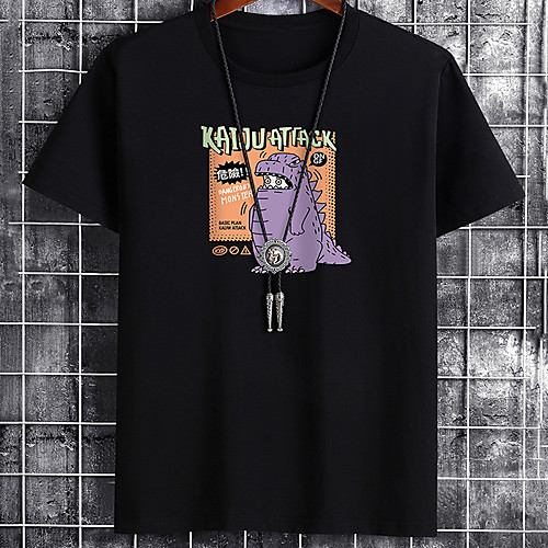 

Men's Unisex Tee T shirt Hot Stamping Cartoon Graphic Prints Plus Size Print Short Sleeve Casual Tops Cotton Basic Fashion Designer Big and Tall White Black Khaki