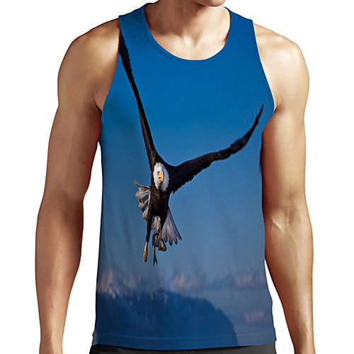 

Men's Unisex Tank Top Undershirt 3D Print Graphic Prints Eagle Plus Size Print Sleeveless Casual Tops Basic Designer Big and Tall Blue