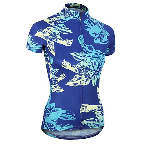 

21Grams Women's Short Sleeve Cycling Jersey Summer Spandex Polyester Blue Leaf Bike Jersey Top Mountain Bike MTB Road Bike Cycling Quick Dry Moisture Wicking Breathable Sports Clothing Apparel