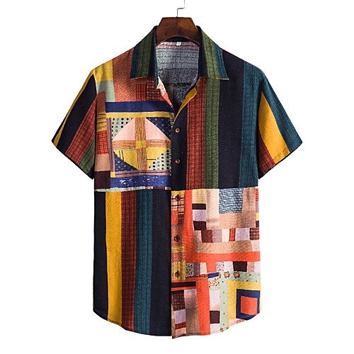 

Men's Shirt Other Prints Graphic Short Sleeve Daily Tops Casual Black