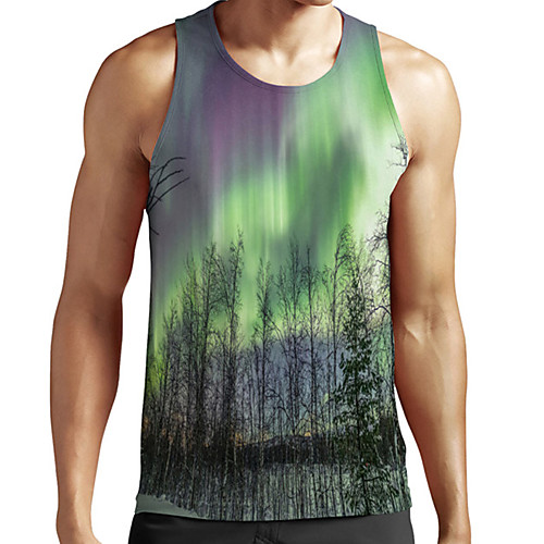

Men's Unisex Tank Top Undershirt 3D Print Graphic Prints Tree Plus Size Print Sleeveless Casual Tops Basic Fashion Designer Breathable Green