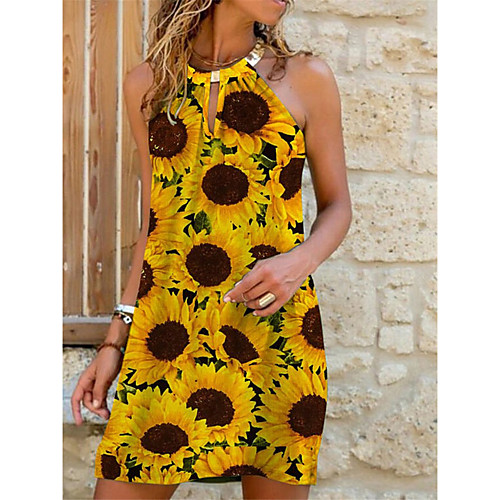 

Women's A Line Dress Knee Length Dress Leaf White flower sunflower Design 1 Design 2 Design 3 chrysanthemum Design 4 Design 5 Design 6 Sleeveless Pattern Spring Summer Casual / Daily 2021 S M L XL XXL