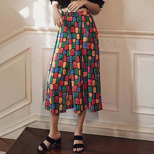 

Women's Holiday Weekend Streetwear Boho Skirts Geometric Ruffle Print Rainbow