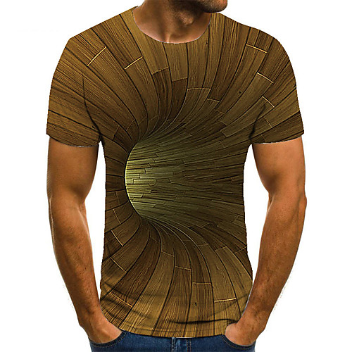 

Men's Unisex Tee T shirt 3D Print Optical Illusion Graphic Prints Plus Size Print Short Sleeve Casual Tops Basic Fashion Designer Big and Tall Brown