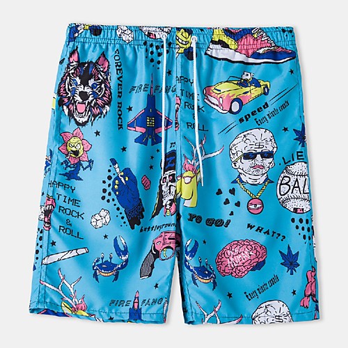 

Men's Casual Daily Holiday Shorts Pants Graphic Short Light Blue