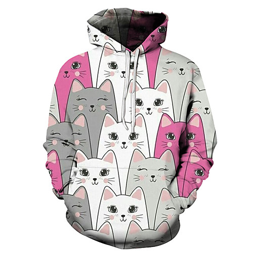 

Men's Unisex Plus Size Pullover Hoodie Sweatshirt Cat Graphic Prints Print Hooded Casual Daily Holiday 3D Print Basic Designer Hoodies Sweatshirts Long Sleeve Blue Purple Gray