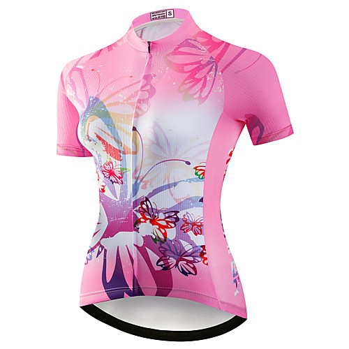 

21Grams Women's Short Sleeve Cycling Jersey Summer Spandex Polyester Pink Butterfly Bike Jersey Top Mountain Bike MTB Road Bike Cycling Quick Dry Moisture Wicking Breathable Sports Clothing Apparel