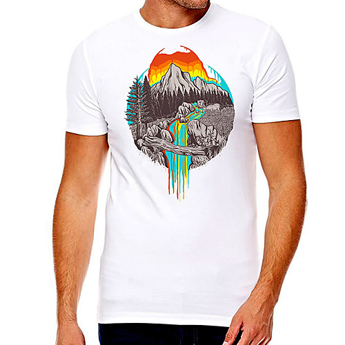 

Men's Unisex Tee T shirt Hot Stamping Rainbow Graphic Prints Tree Mountain Plus Size Print Short Sleeve Casual Tops Cotton Basic Designer Big and Tall A B