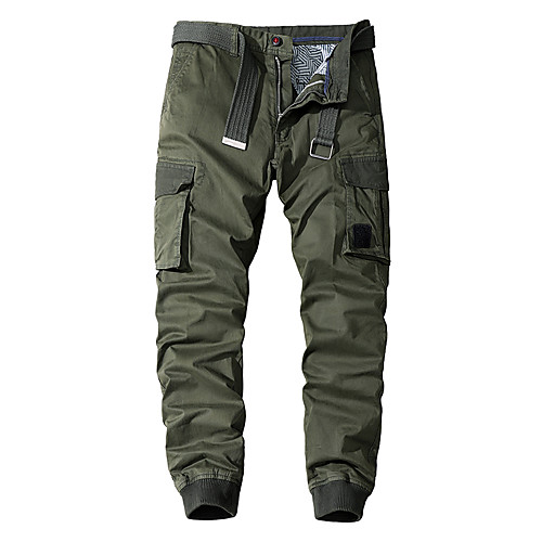 

Men's Cargo Chino Breathable Outdoor Casual Daily Pants Tactical Cargo Pants Solid Colored Full Length Split Zipper Pocket Deep Blue Army Green Black Grey Khaki