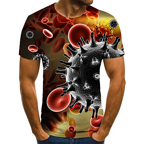

Men's Unisex Tee T shirt 3D Print Graphic Prints Cell Plus Size Print Short Sleeve Casual Tops Basic Fashion Designer Big and Tall Red