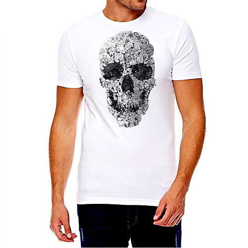 

Men's Unisex Tee T shirt Hot Stamping Graphic Prints Skull Plus Size Print Short Sleeve Casual Tops Cotton Basic Fashion Designer Big and Tall White