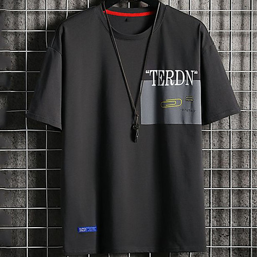 

Men's Unisex Tee T shirt Hot Stamping Graphic Prints Letter Plus Size Print Short Sleeve Casual Tops Cotton Basic Fashion Designer Big and Tall White Dark Gray