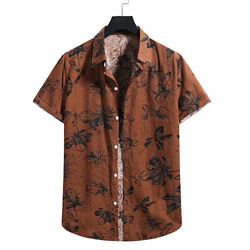 

Men's Shirt Floral Short Sleeve Casual Tops Tropical Hawaiian A