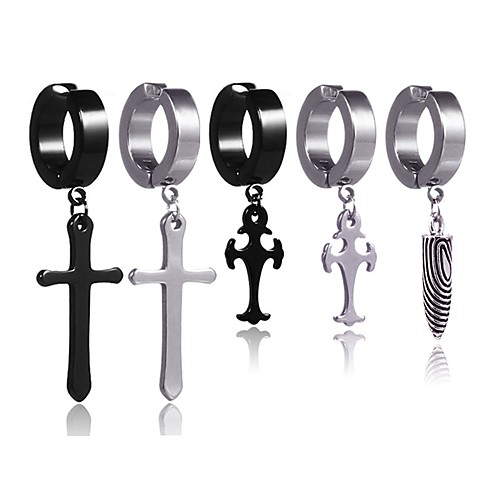 

Men's Earrings Classic Holiday Birthday Stylish Simple Stainless Steel Earrings Jewelry Silver / White / Black For Street Formal Date Festival 1pc
