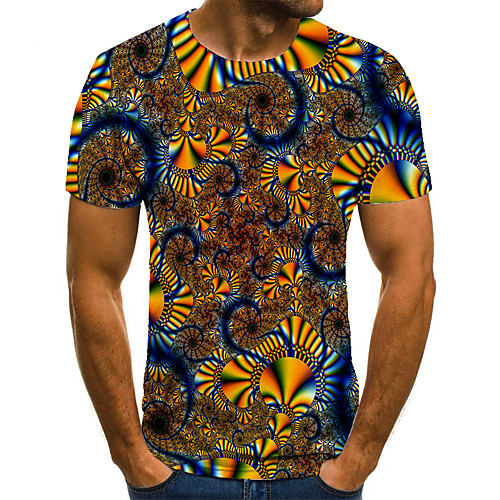 

Men's Unisex Tee T shirt 3D Print Floral Graphic Prints Plus Size Print Short Sleeve Casual Tops Basic Fashion Designer Big and Tall Yellow