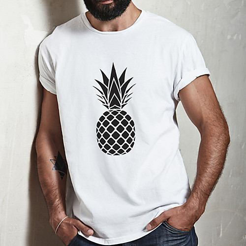 

Men's Unisex Tee T shirt Hot Stamping Graphic Prints Pineapple Plus Size Print Short Sleeve Casual Tops Cotton Basic Fashion Designer Big and Tall White