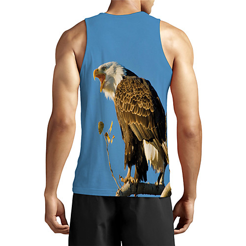 

Men's Unisex Tank Top Undershirt 3D Print Graphic Prints Eagle Plus Size Print Sleeveless Casual Tops Basic Designer Big and Tall Blue