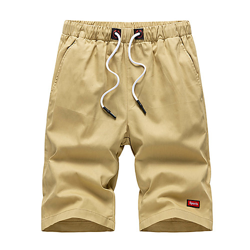 

Men's Basic Sports Daily Chinos Shorts Bermuda shorts Pants Solid Colored Knee Length White Black Khaki Light Blue / Summer / Drawstring