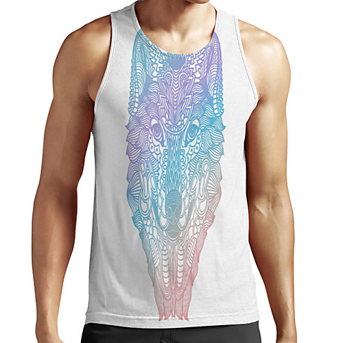 

Men's Unisex Tank Top Undershirt 3D Print Graphic Prints Wolf Animal Plus Size Print Sleeveless Casual Tops Basic Fashion Designer Breathable Blue