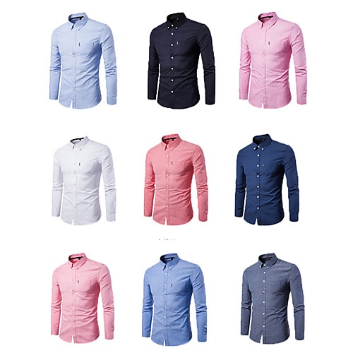 

Men's Shirt Solid Colored Button-Down Long Sleeve Casual Tops Business Casual Fashion Breathable White Black Red