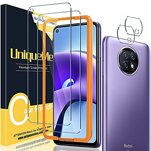 

[2 2 pieces] unique protective film compatible with xiaomi redmi note 9t armored glass with installation tool xiaomi redmi note 9t camera armored glass screen protector.